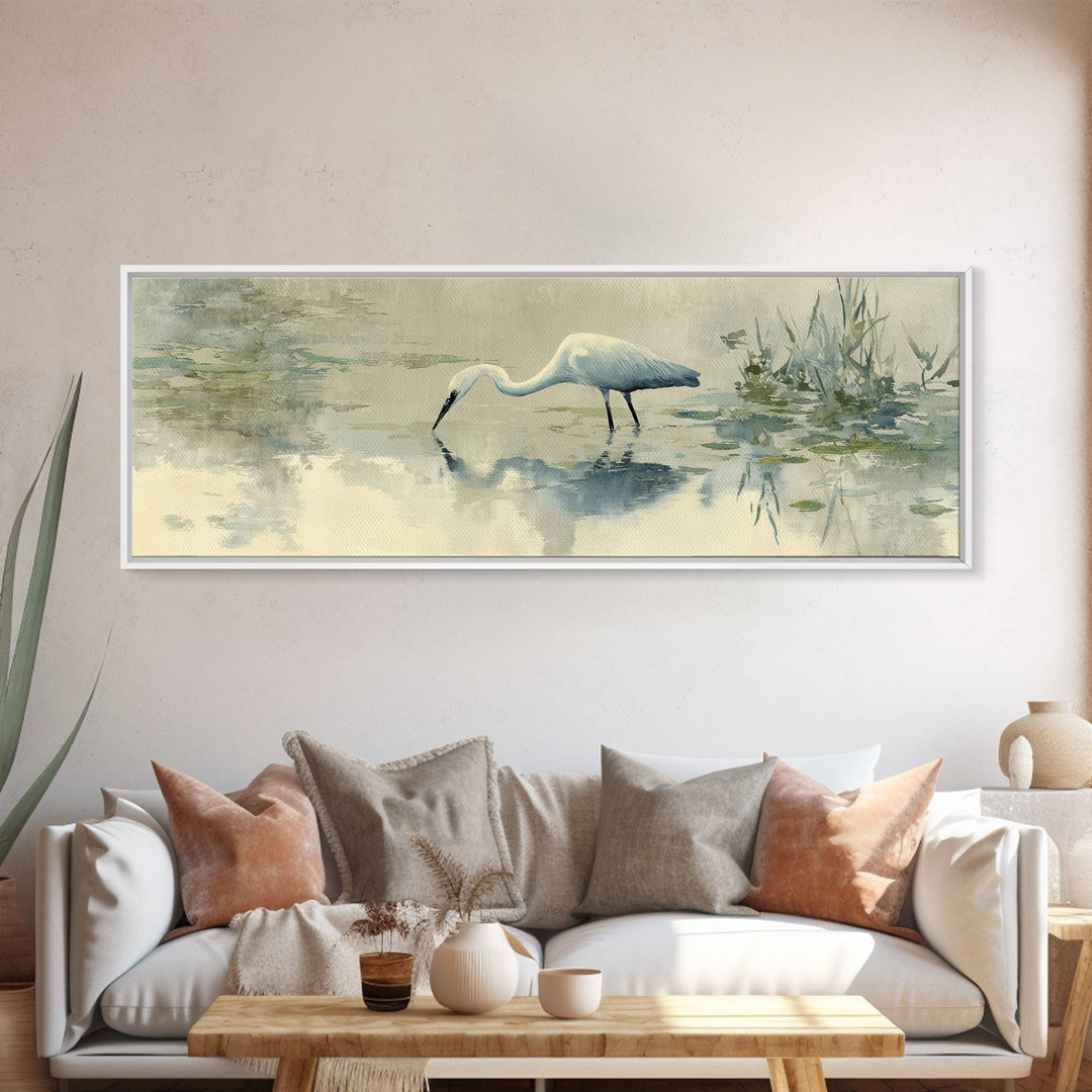 Blue Heron by Calm Marsh Water Canvas Print, Dental Office Art, Office Decor, Fine Art, Calm, Art Print, Room Decor, DOA-3x1-39
