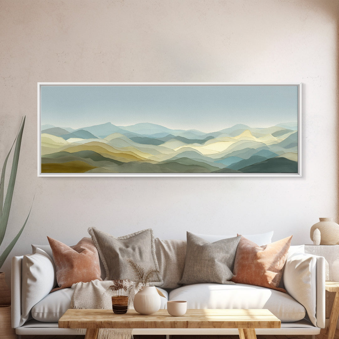 Gentle Mountain Landscape Framed Canvas Print, Dental Office Art, Medical Office Art, Office Decor, Fine Art, Calm, DOA-3x1-44