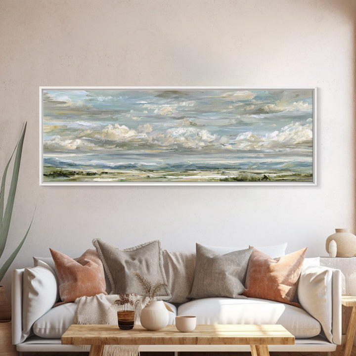 Peaceful Clouds over Open Meadow Canvas Print, Dental Office Art, Office Wall Art, Office Decor, Fine Art, Calm, Medical Decor, DOA-3x1-49