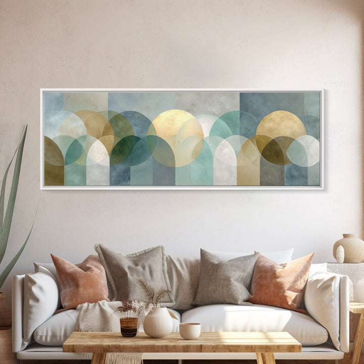Light Scandinavian Abstract Arches Framed Canvas Print, Dental Office Art, Minimalist Wall Art, Office Decor, Abstract Art, DOA-3x1-57