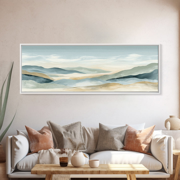 Soft Gradient Sunrise Framed Canvas Print, Dental Office Art, Neutral Decor, Office Decor, Fine Art, Calm, Wall Art, Poster, DOA-3x1-60
