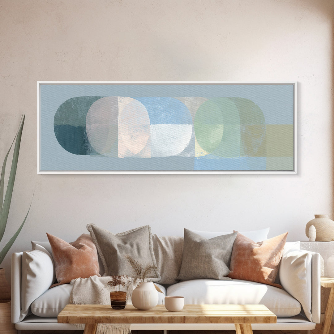 Simple Rainbow Pastel Shapes for Children Canvas Print, Dental Office Art, Room Decor Aesthetic, Office Decor, Abstract Art, DOA-3x1-61