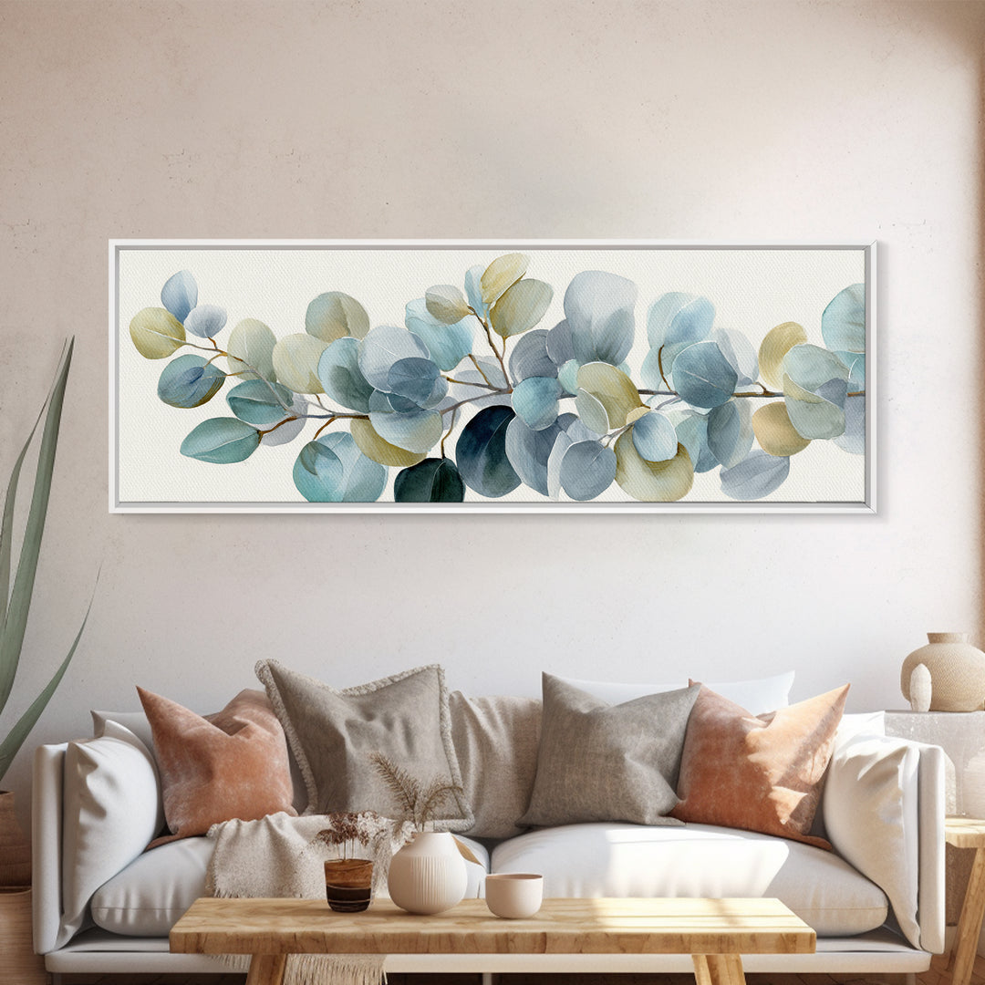 Soft Botanical Eucalyptus Print for Clean Atmosphere Canvas Print, Dental Office Art, Dental Decor, Office Decor, Calm, DOA-3x1-91
