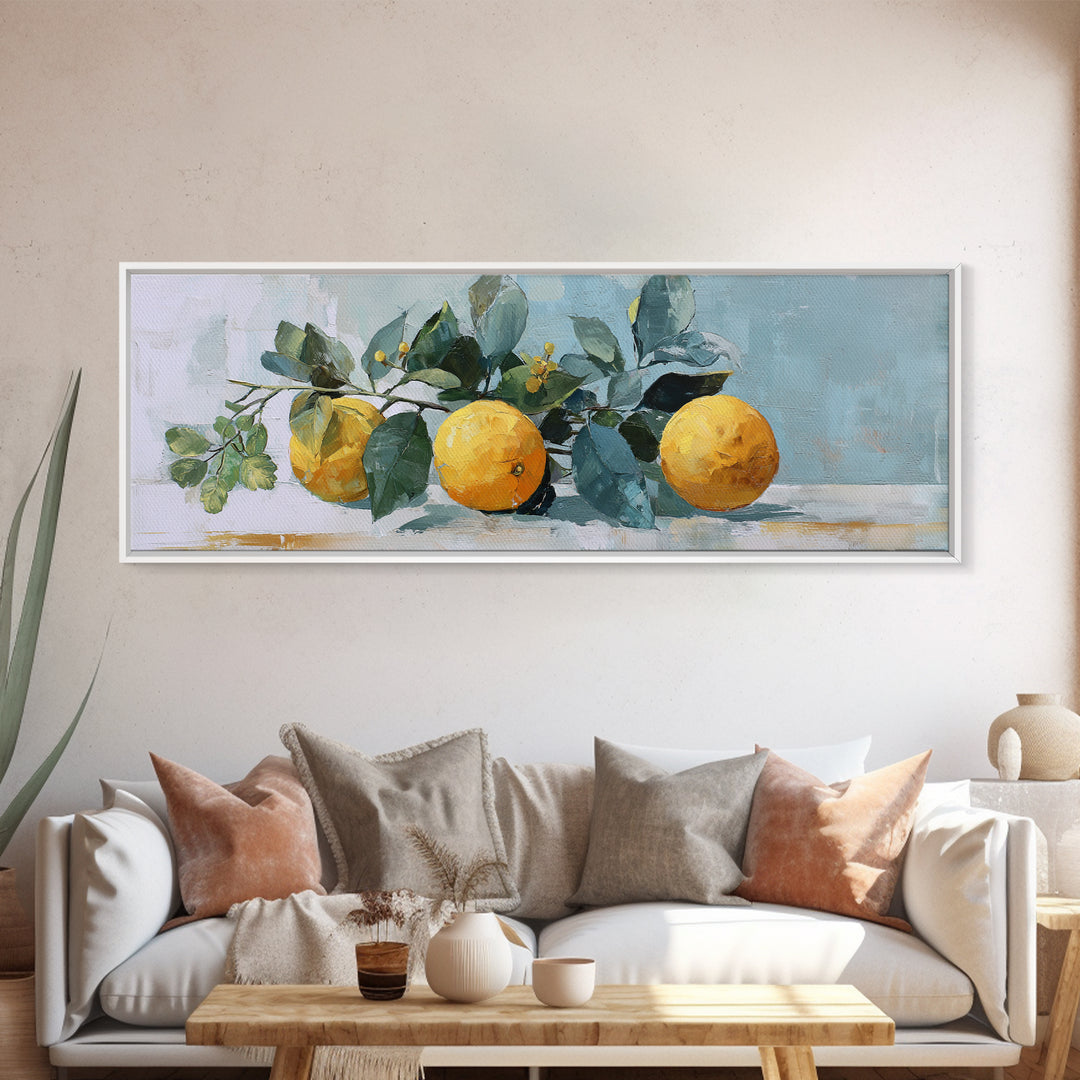 Fresh Citrus and Mint Still Life Canvas Print, Dental Office Art, Printable Digital, Office Decor, Oil Painting, Calm, DOA-3x1-95