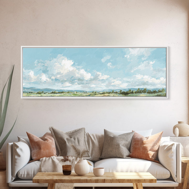 Peaceful Clouds over Open Meadow Canvas Print, Dental Office Art, Medical Office Decor, Office Decor, Fine Art, Calm, DOA-3x1-97