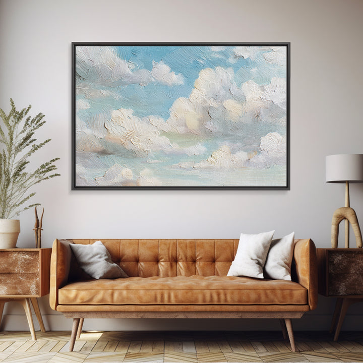 Peaceful Clouds over Open Meadow Framed Canvas Print, Dental Office Art, Wall Art, Office Decor, Calm, Dental Office Decor, DOA-3x2-13