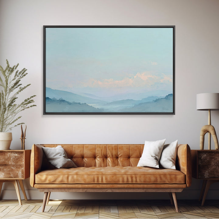 Soft Gradient Sunrise Framed Canvas Print, Dental Office Art, Textured Painting, Office Decor, Calm, Room Decor Aesthetic, DOA-3x2-24