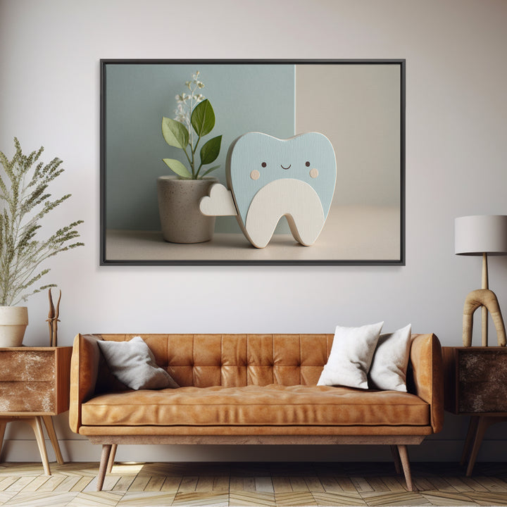 Playful Tooth Shaped Character Canvas Print, Dental Office Art, Office Wall Art, Office Decor, Abstract Art, Calm, DOA-3x2-34