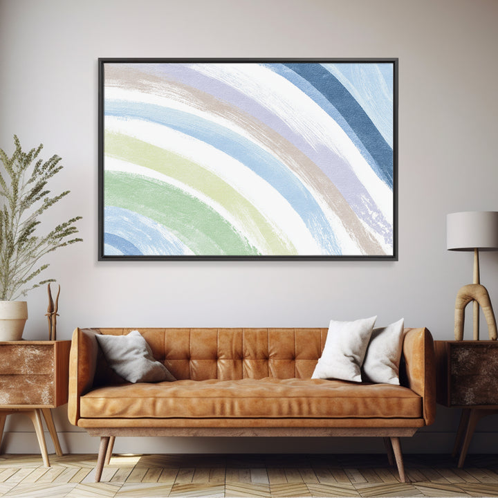 Simple Rainbow Pastel Shapes for Children Canvas Print, Dental Office Art, Room Decor Aesthetic, Office Decor, Fine Art, Calm, DOA-3x2-49