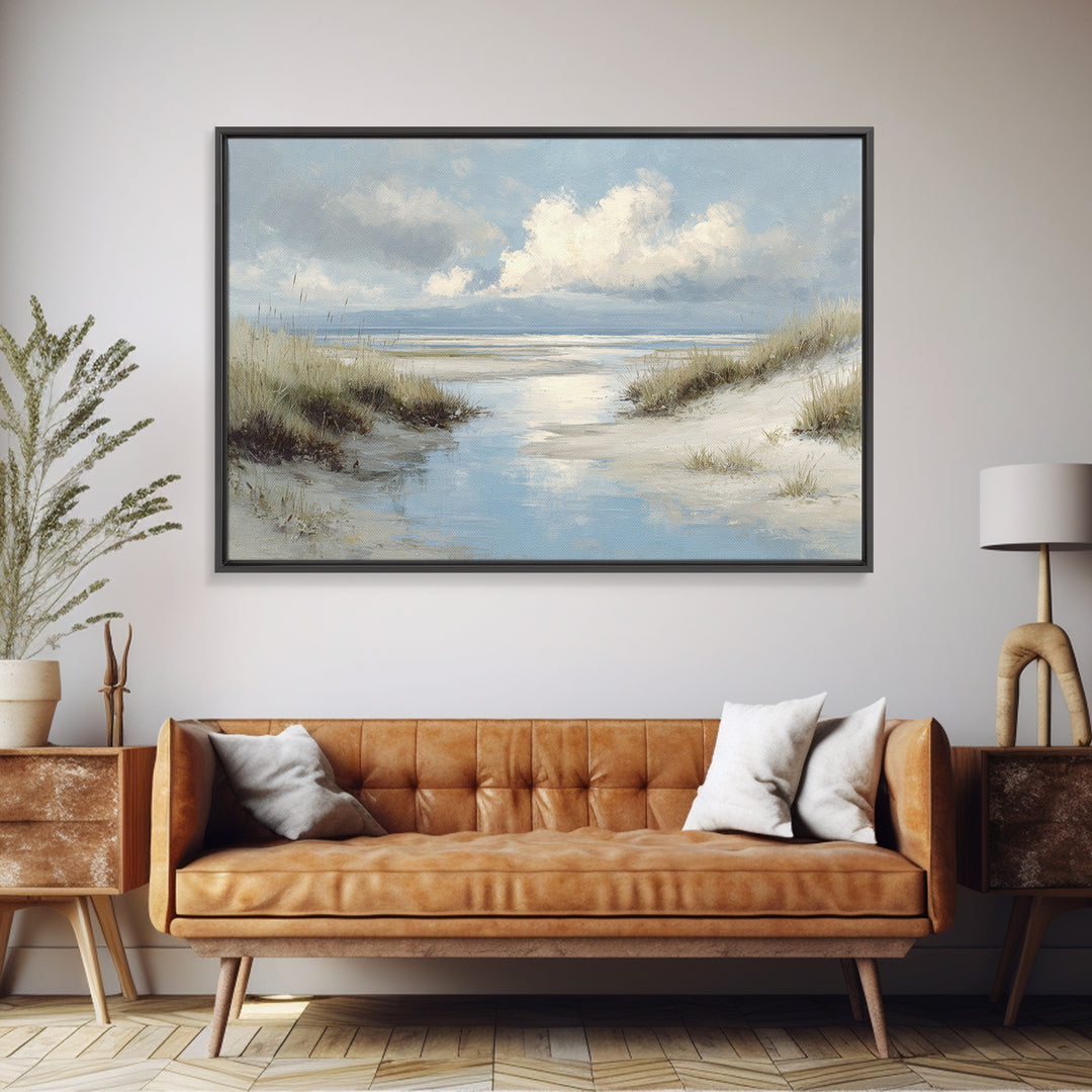 Quiet Coastal Dunes Framed Canvas Print, Dental Office Art, Office Decor, Oil Painting, Calm, Medical Art, Medical Office Decor, DOA-3x2-50