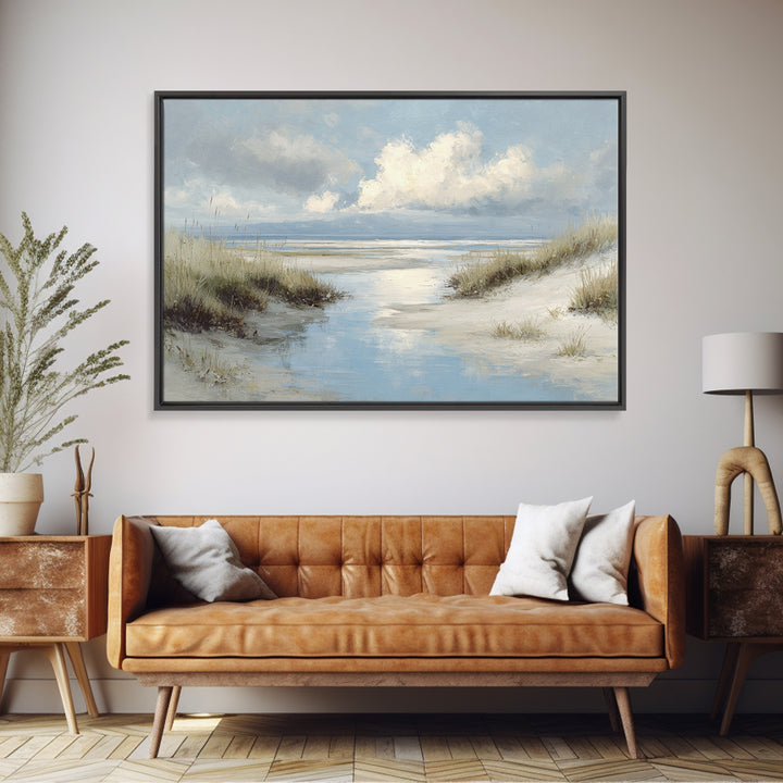 Quiet Coastal Dunes Framed Canvas Print, Dental Office Art, Office Decor, Oil Painting, Calm, Medical Art, Medical Office Decor, DOA-3x2-50