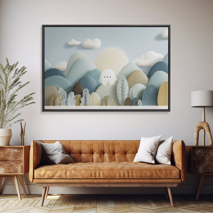Playful Tooth Shaped Character Canvas Print, Dental Office Art, Office Wall Art, Office Decor, Abstract Art, Calm, DOA-3x2-58