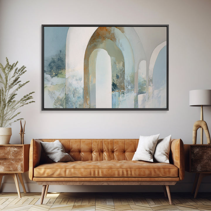 Light Scandinavian Abstract Arches Framed Canvas Print, Dental Office Art, Minimalist Wall Art, Office Decor, Fine Art, Calm, DOA-3x2-69