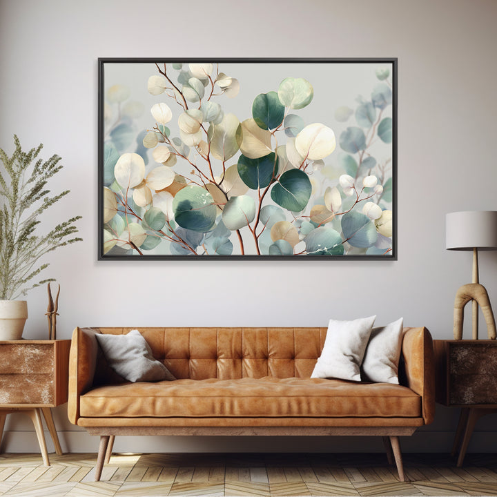 Soft Botanical Eucalyptus Print for Clean Atmosphere Framed Canvas Print, Dental Office Art, Dental Gift, Office Decor, Calm, DOA-3x2-7