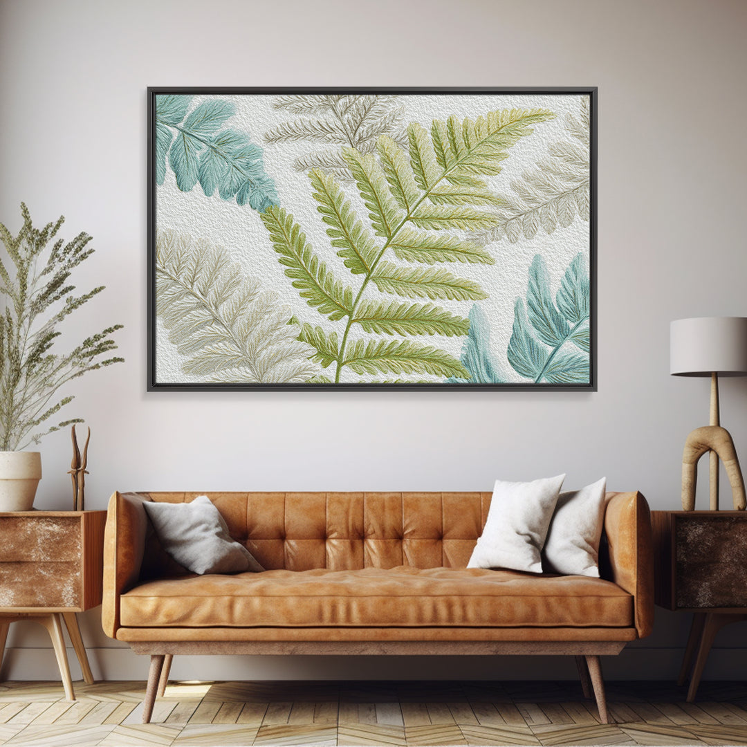 Botanical Fern Study Framed Canvas Print, Dental Office Art, Room Decor, Office Decor, Fine Art, Calm, Minimalist Wall Art, DOA-3x2-71