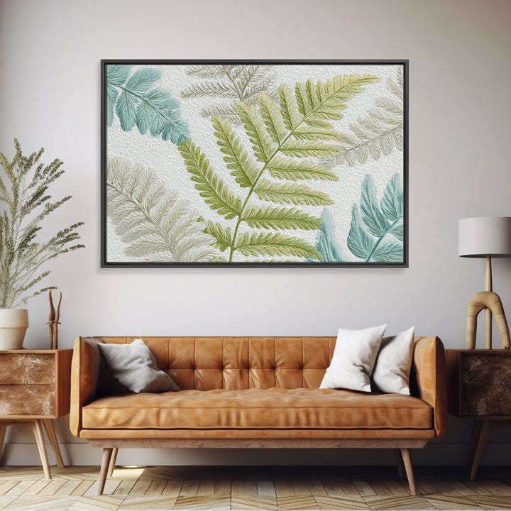 Botanical Fern Study Framed Canvas Print, Dental Office Art, Room Decor, Office Decor, Fine Art, Calm, Minimalist Wall Art, DOA-3x2-71