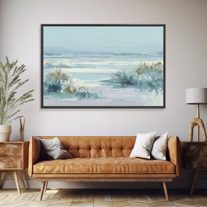 Quiet Coastal Dunes Framed Canvas Print, Dental Office Art, Office Decor, Oil Painting, Calm, Medical Art, Medical Office Decor, DOA-3x2-74