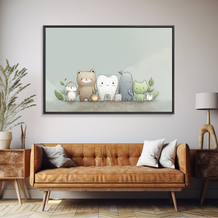 Cheerful Animal Dentist Themed Character Without Text Canvas Print, Dental Office Art, Motivational Poster, Office Decor, Calm, DOA-3x2-78