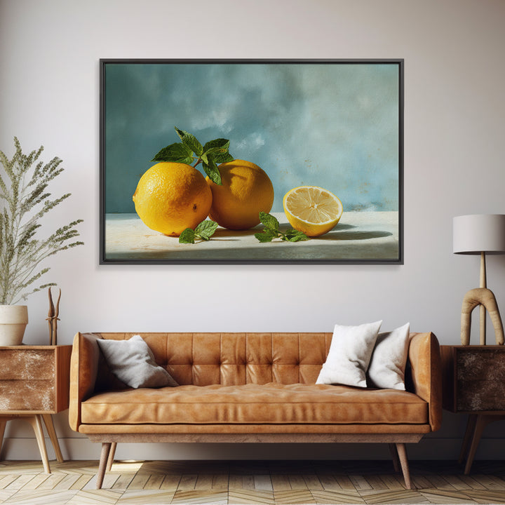 Fresh Citrus and Mint Still Life Canvas Print, Dental Office Art, Printable Digital, Office Decor, Calm, Neutral Decor, DOA-3x2-83