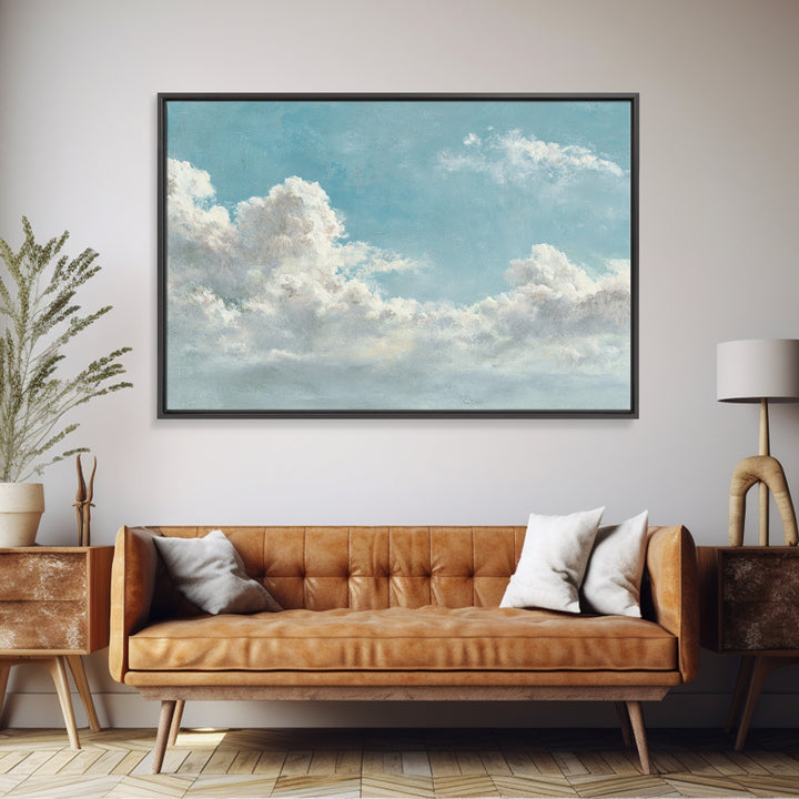 Peaceful Clouds over Open Meadow Framed Canvas Print, Dental Office Art, Dental Wall Art, Office Decor, Watercolor Art, Calm, DOA-3x2-85