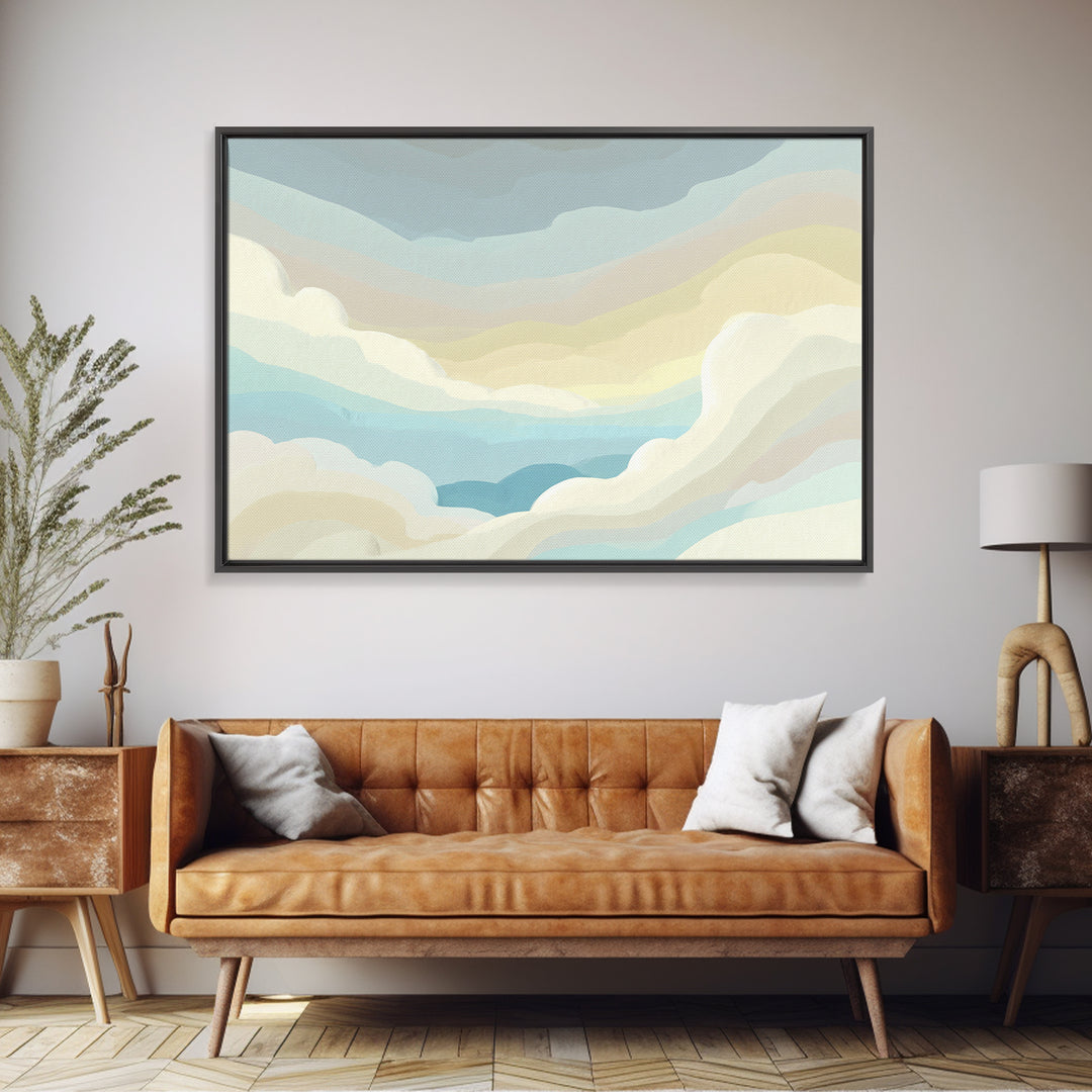 Simple Rainbow Pastel Shapes for Children Framed Canvas Print, Dental Office Art, Digital Artwork, Office Decor, Abstract Art, DOA-3x2-97