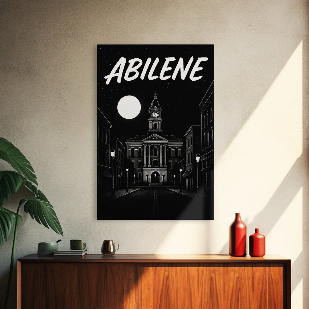 Abilene Travel Poster, Canvas Print, Black And White Travel Art, Abilene Poster Print, Home Office Decor, Retro Travel Print, Art Print