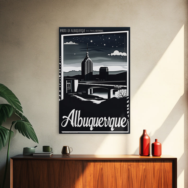 Albuquerque New Mexico Travel Poster, Canvas Print, Night Street Poster Art, Albuquerque City Art, Gift For Travelers, Home Office Decor