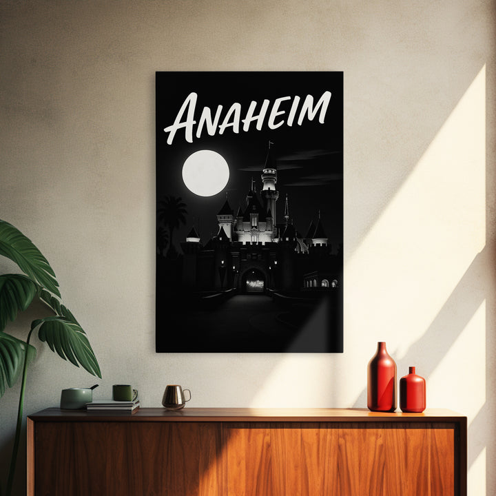 Anaheim California Travel Poster, Canvas Print, Black And White Travel Art, Anaheim Wall Art, Gift For Travelers, Retro Travel Print