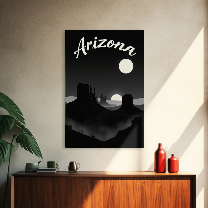Arizona Travel Poster, Framed Canvas Print, Vintage Noir Poster Art, Arizona Wall Art, Travel Wall Art, Mid Century Wall Art, Design 5