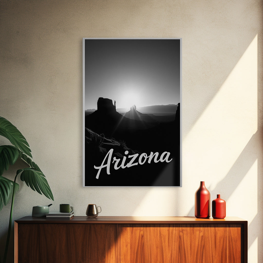 Arizona Travel Poster, Canvas Print, Dark Moody City Wall Art, Arizona Wall Art, Living Room Wall Art, Fine Art Print, Vintage City Art