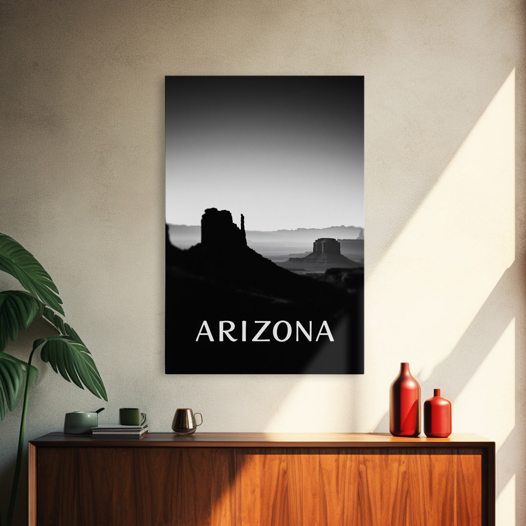 Arizona Travel Poster, Framed Canvas Print, Dark Moody City Wall Art, Arizona Travel Art, Home Office Decor, Travel Poster Art