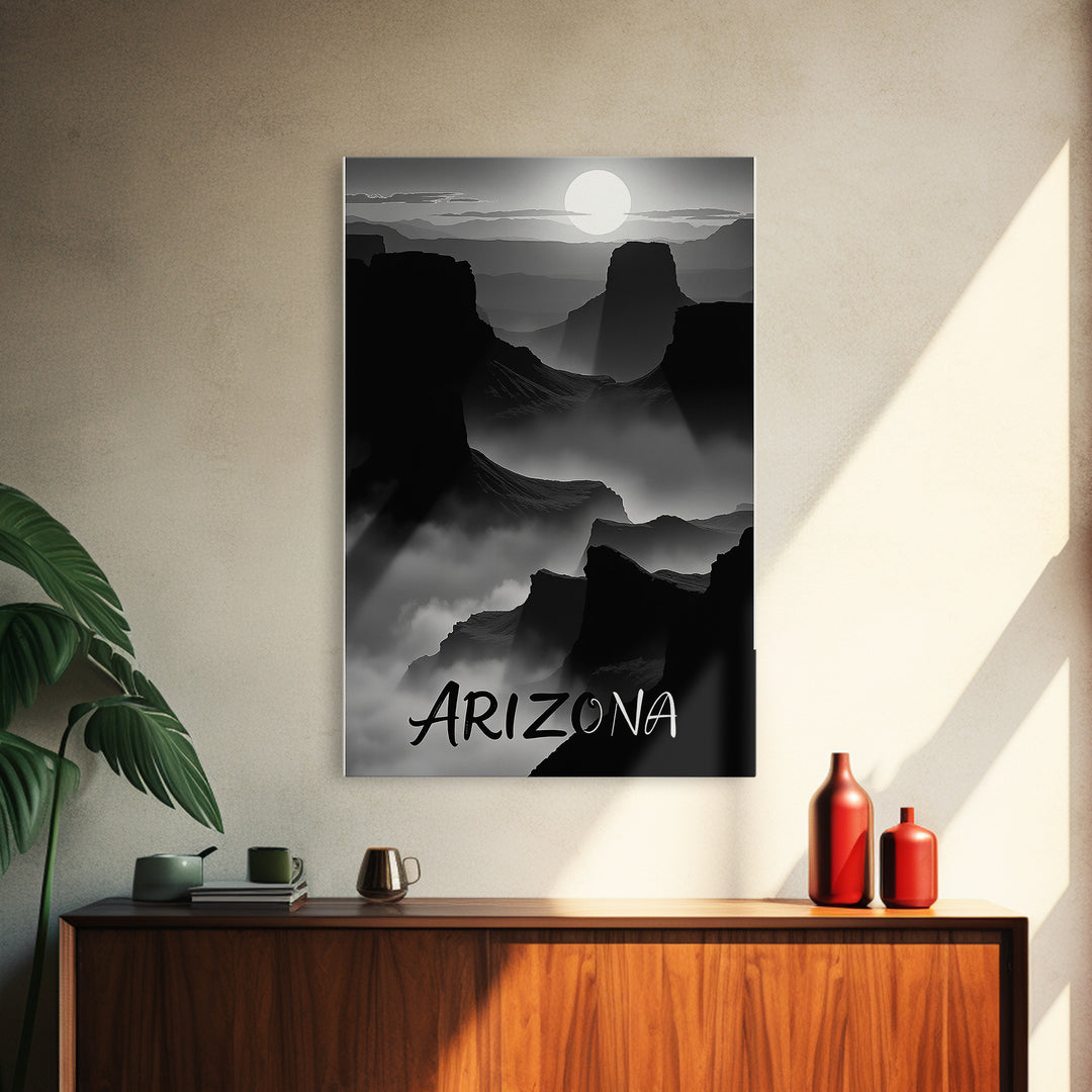 Arizona Travel Poster, Canvas Print, Black And White Travel Art, Arizona City Art, Travel Art, Watercolor Urban Skyline, Travel Print