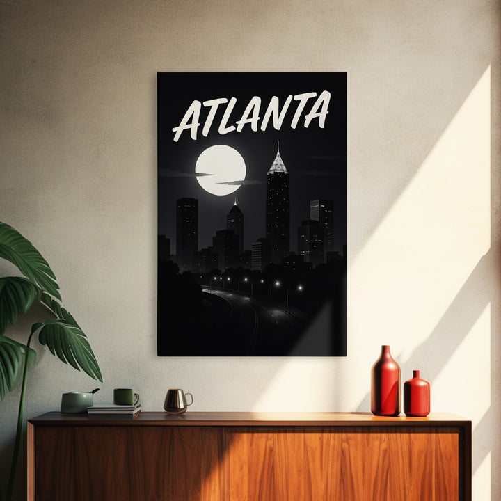 Atlanta Georgia Travel Poster, Canvas Print, Dark Moody City Wall Art, Atlanta Print, Travel Wall Art, Travel Poster Set, Office Decor