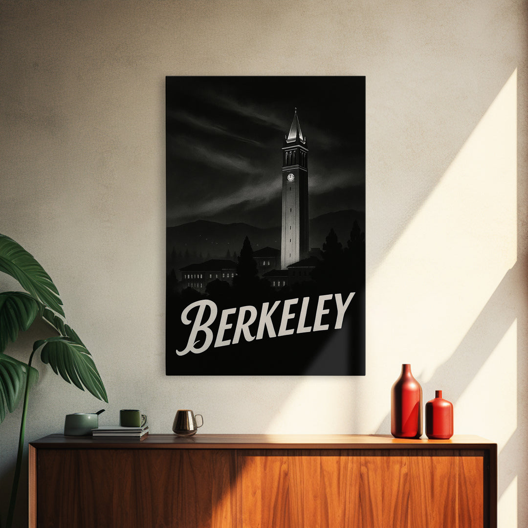 Berkeley California Travel Poster, Canvas Print, Dark Moody City Wall Art, Berkeley Wall Art, Wanderlust Decor, Travel Poster Set, Wall Art