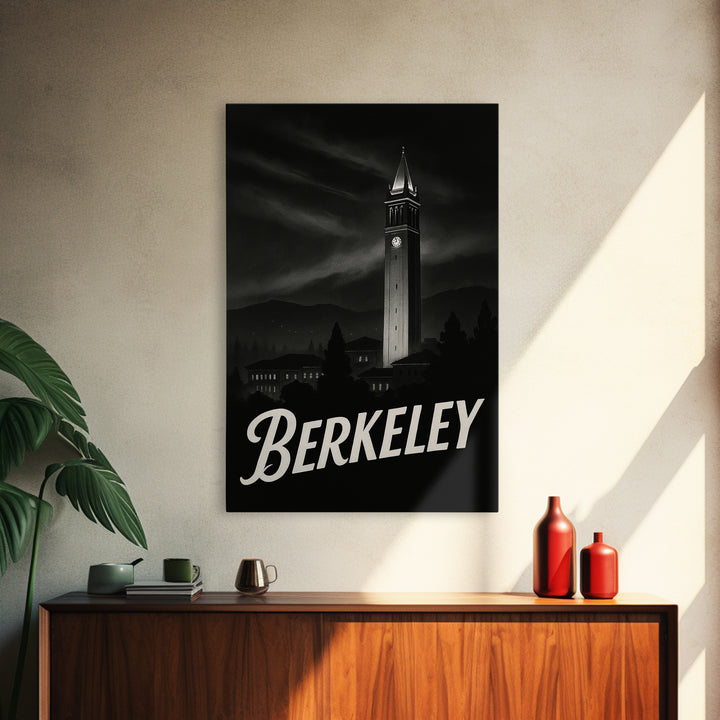 Berkeley California Travel Poster, Canvas Print, Dark Moody City Wall Art, Berkeley Wall Art, Wanderlust Decor, Travel Poster Set, Wall Art