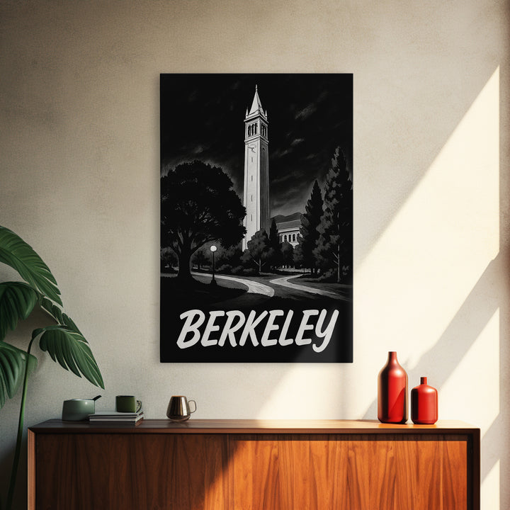 Berkeley Travel Poster, Canvas Print, Night Street Poster Art, Berkeley Wall Art, Home Office Decor, Travel Wall Decor, Gift For Travelers