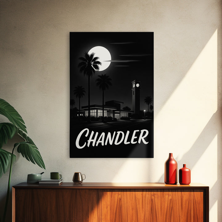 Chandler Arizona Travel Poster, Canvas Print, Black And White Travel Art, Chandler Travel Art, Vintage City Art, Skyline Art, Art Print