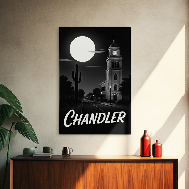 Chandler Travel Poster, Canvas Print, Black And White Travel Art, Chandler Wall Art, Eclectic Wall Decor, Watercolor Cityscape