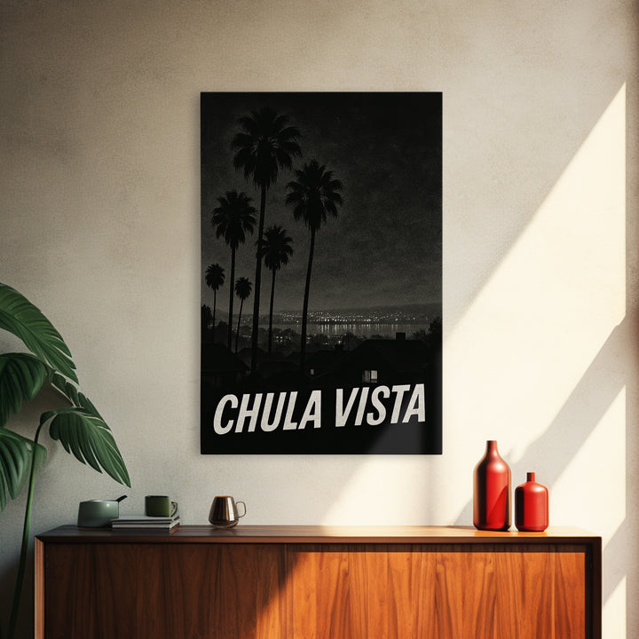 Chua Vista Travel Poster, Canvas Print, Dark Moody City Wall Art, Chua Vista Wall Art, Wanderlust Decor, Retro Travel Print, Poster Print