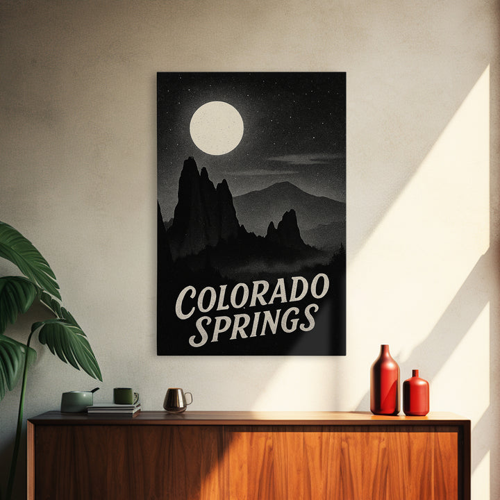Colorado Springs Colorado Travel Poster, Canvas Print, Night Street Poster Art, Colorado Springs Art Print, Gift For Travelers, Art Print