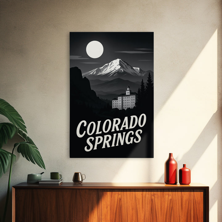 Colorado Springs Travel Poster, Canvas Print, Black And White Travel Art, Colorado Springs City Art, Travel Poster Art, City Illustration