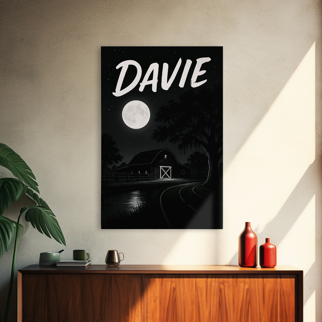 Davie Travel Poster, Canvas Print, Night Street Poster Art, Davie Poster Print, Travel Poster Art, Travel Wall Art, Wanderlust Decor
