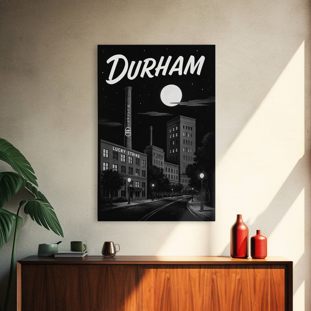 Durham Travel Poster, Framed Canvas Print, Vintage Noir Poster Art, Durham Art Print, Retro Travel Print, Vintage Travel Print