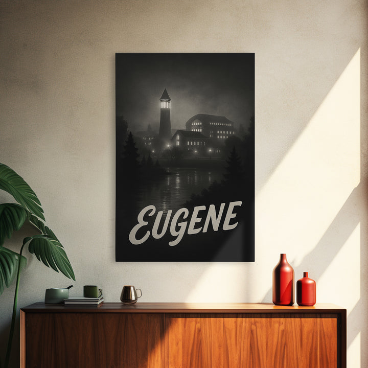 Eugene Oregon Travel Poster, Canvas Print, Black And White Travel Art, Eugene Travel Art, City Art Print, Gift For Travelers, Poster Art