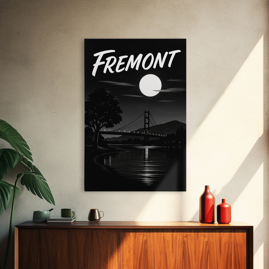 Fremont Travel Poster, Canvas Print, Black And White Travel Art, Fremont Wall Art, Gift For Travelers, City Art Print, Modern Wall Decor