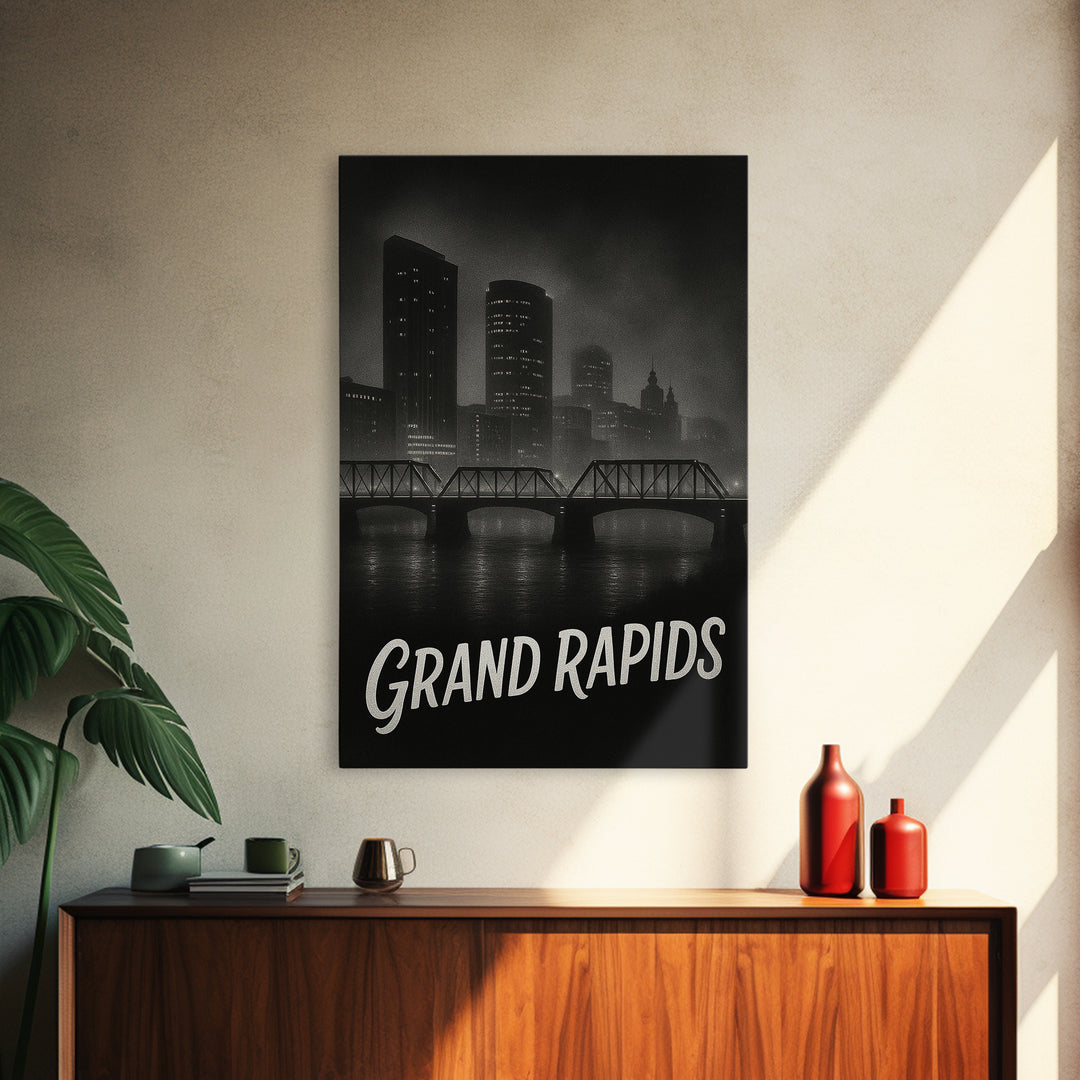 Grand Prairie Travel Poster, Canvas Print, Night Street Poster Art, Grand Prairie Travel Art, Eclectic Wall Decor, Home Office Decor