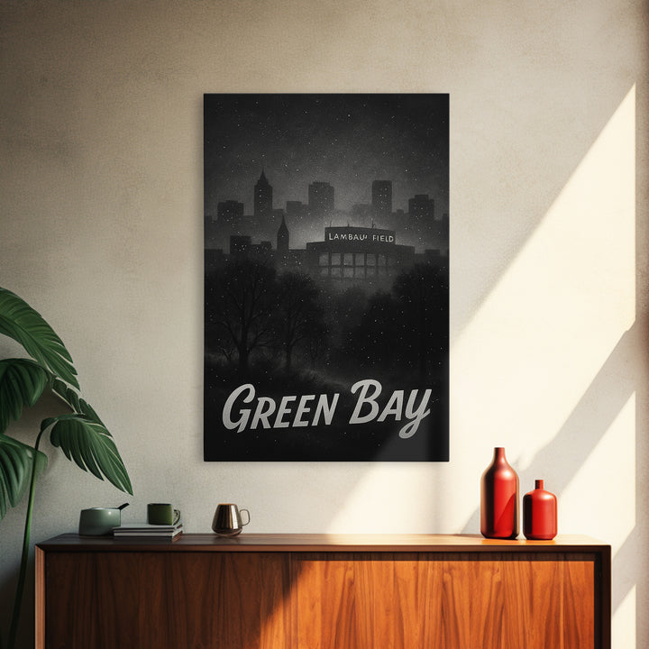 Green Bay Wisconsin Travel Poster, Canvas Print, Vintage Noir Poster Art, Green Bay Poster Print, Vintage City Poster, Vintage City Art