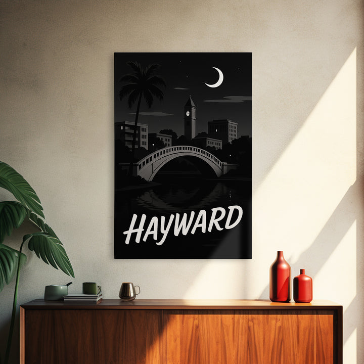 Hayward Travel Poster, Canvas Print, Dark Moody City Wall Art, Hayward Art Print, Travel Poster Art, Wanderlust Decor, Eclectic Wall Decor
