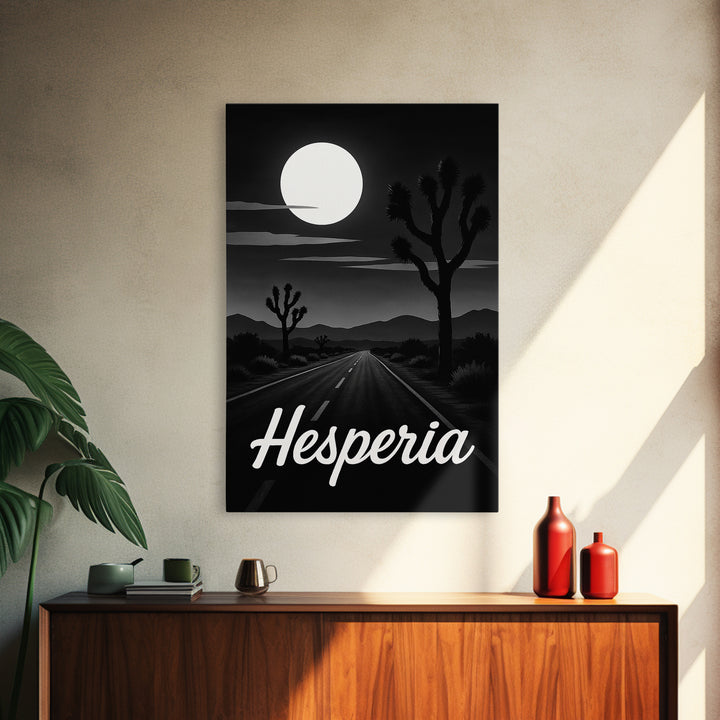 Hesperia Travel Poster, Framed Canvas Print, Vintage Noir Poster Art, Hesperia Poster Print, Travel Poster Set, Vintage City Art