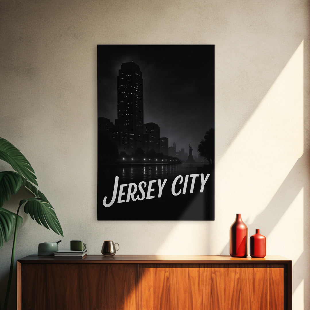 Jersey City New Jersey Travel Poster, Canvas Print, Vintage Noir Poster Art, Jersey City Wall Art, Poster Art, Travel Poster Set, Poster Art